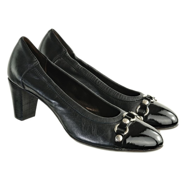 Worn 1x AGL ATTILIO GUISTI LEOMBRUNI 37 EU / 7 US Pumps Heels Leather Blk ITALY - Picture 2 of 4